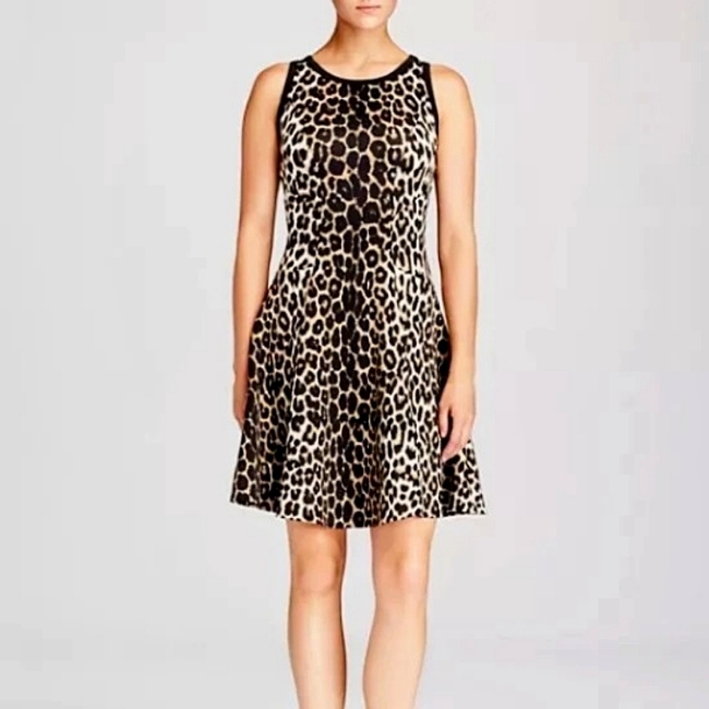 5/$50 EUC Karen Kane Womens Fit & Flare Feline Print Sleeveless Dress Sz. S